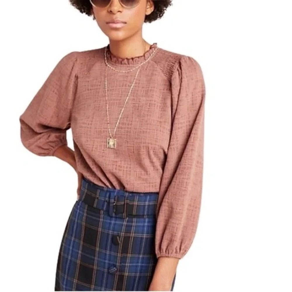 Anthropologie Current Air Jasia Balloon Sleeve Top Blouse Shirt XS